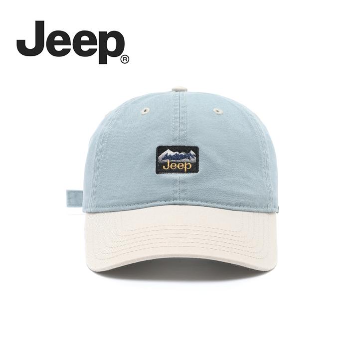Jeep秋冬季大头围显脸小帽山峰个性拼色刺绣棒球帽户外遮阳鸭舌帽