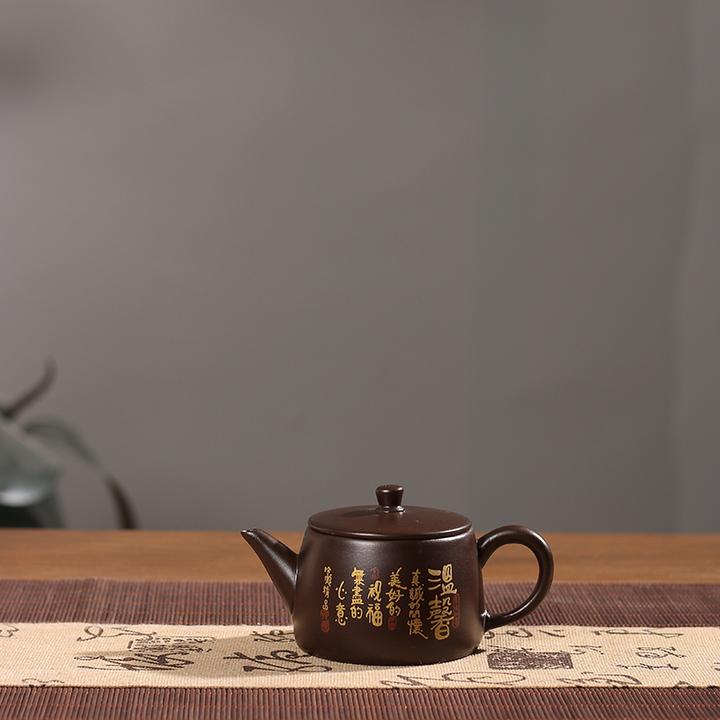 潮州功夫茶小容量深紫泥汉瓦大口泡茶壶陶壶工夫茶壶紫泥手工壶