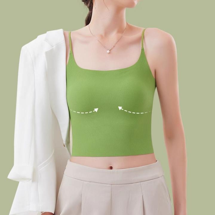 小吊带背心女夏外穿带胸垫美背文胸一体内搭打底美式瑜伽上衣