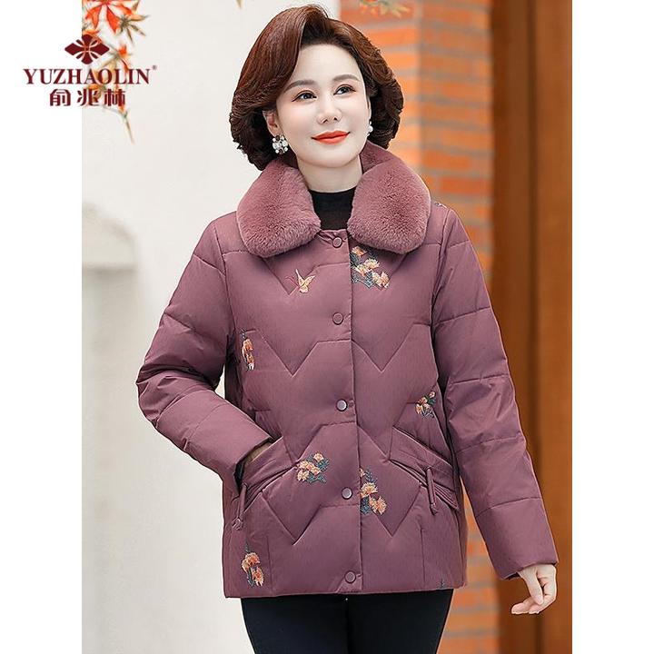 俞兆林2024新款冬季中老年人妈妈洋气服女装加厚洋气保暖中年棉服