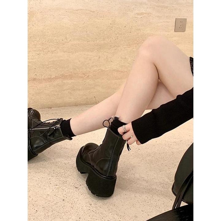 【官网小C&K旗舰店】苏茵茵2025新款覆古马丁靴西部牛仔靴厚底增