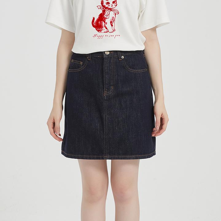 Petit Bari 女士简约经典A字牛仔半身裙