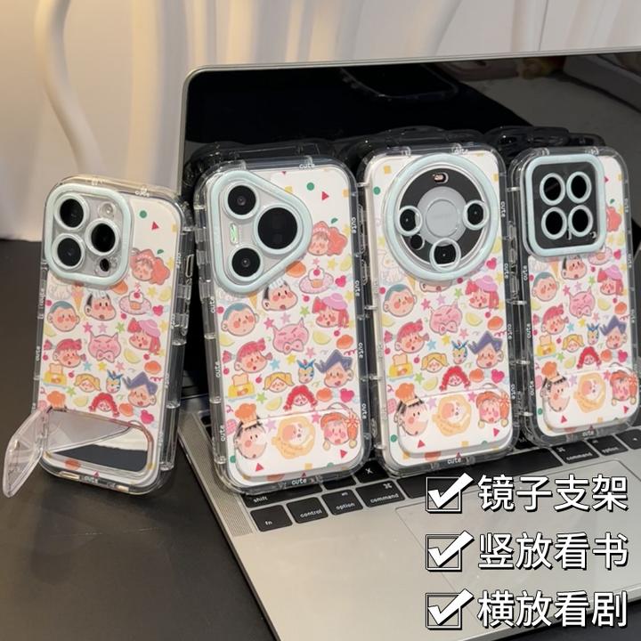 奥菲顿彩绘涂鸦小新支架适用苹果16羽纱15手机壳华为vivo小米oppo