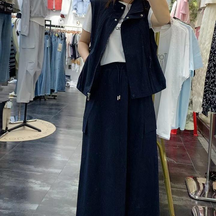 夏季新品时尚洋气马甲短袖T袖衫半身裙三件套套装气质高档显瘦潮