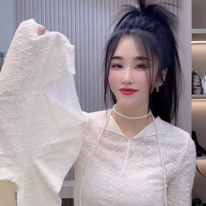 时尚休闲半开领提花长袖打底衫女春秋季新款优雅气质内搭上衣