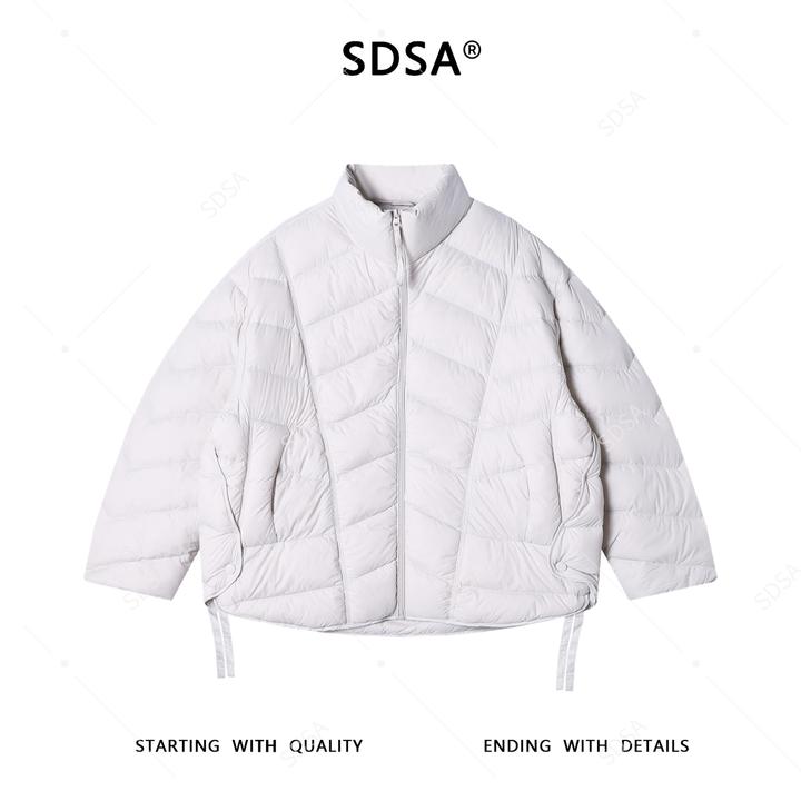 SDSA秋冬新款痞帅男装简约宽松纯色拉链立领羽绒服外套设计师百搭