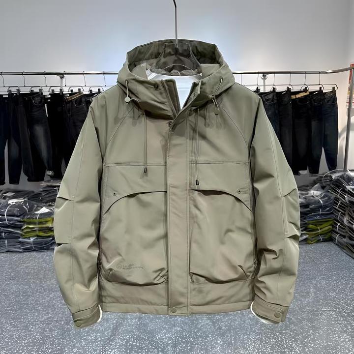 秋冬季新款工装夹棉连帽外套潮牌男士加厚保暖休闲百搭夹克冲锋衣