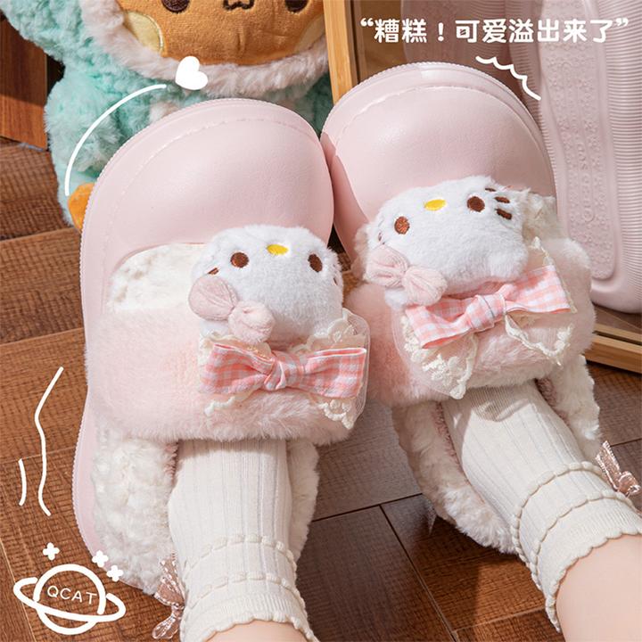 KT猫包跟棉拖鞋女秋冬季2025新款防滑可爱居家保暖毛毛绒棉鞋外穿