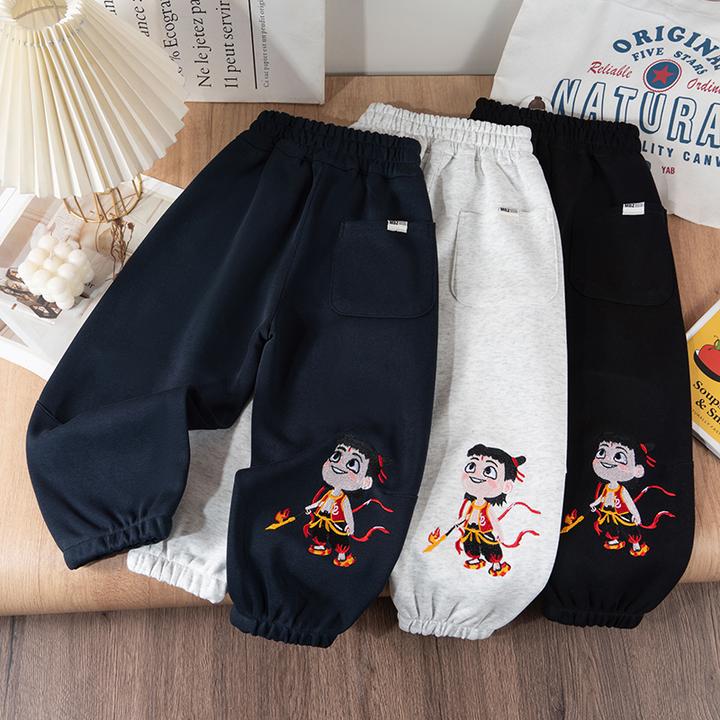 【仰望天空】宽松简约春款男女童弯道宽松裤LenKid- 绣花版