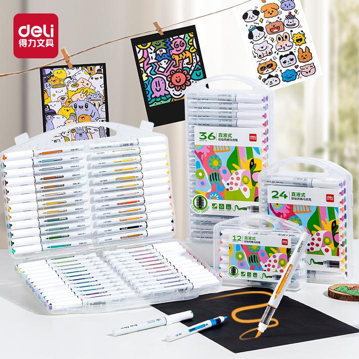 手提便携直液式控墨沾肤可洗高弹绘画软头软绘丙烯马克笔/马克纸