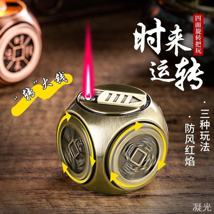 OB937四面旋转陀螺解压骰子直冲充气台式玩具礼品