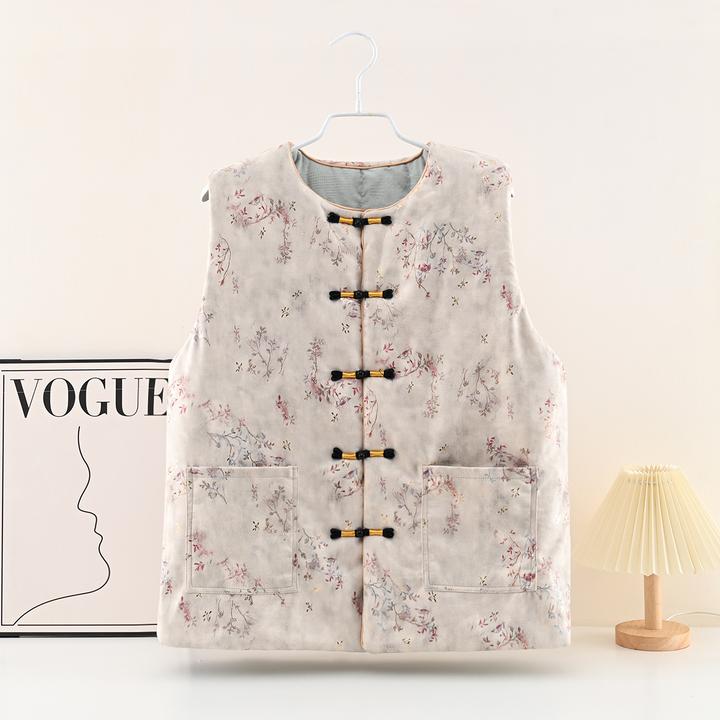 【新品上市】新疆长绒棉麂皮绒提花马甲燕尾扣国风系列提花里布保暖