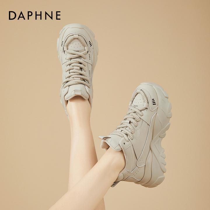 达芙妮厚底高帮鞋女2025新款冬季加绒保暖棉鞋复古增高休闲老爹鞋