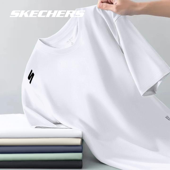 斯凯奇短袖T恤夏季冰丝半袖健身透气简约百搭上衣男高质量短袖潮