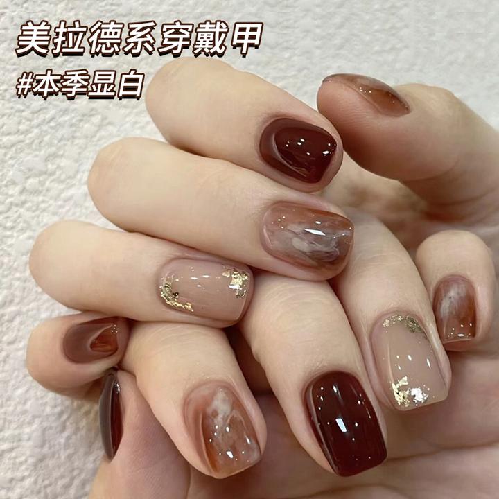 美拉德穿戴甲2025新年款美甲成品甲片高级感小众显白手工指甲贴片