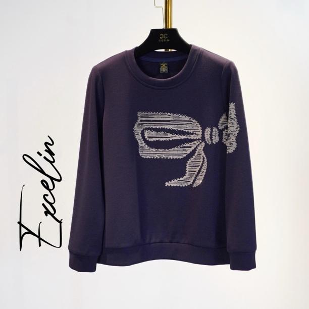 【大蝴蝶结圆领加厚抓绒卫衣】高档舒适保暖正肩显瘦减龄休闲上衣