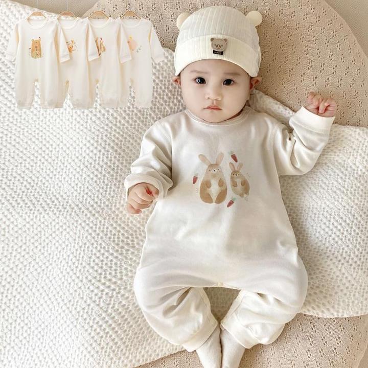 潮走春夏季宝宝连体衣儿童长袖冰丝连体衣新生儿卡通爬服外出服圆