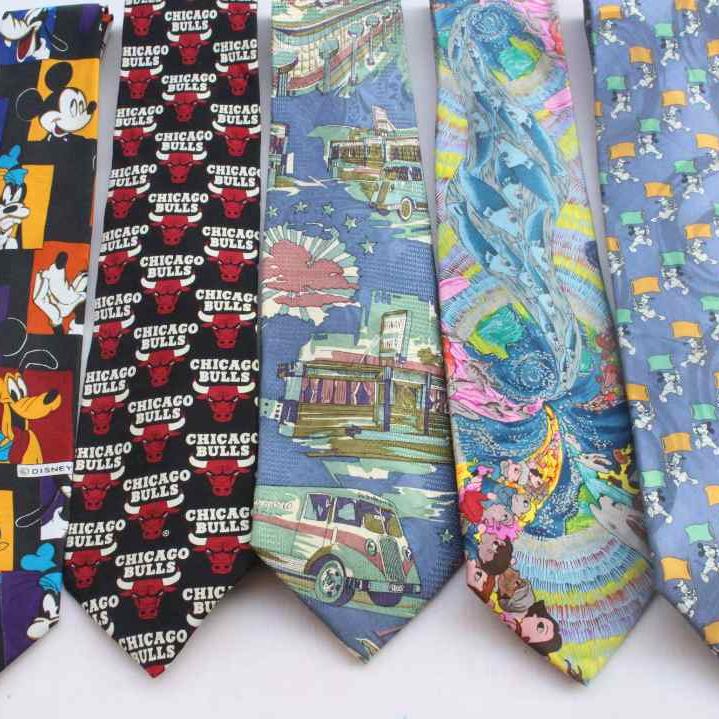 绝版中古精品复古巴络克油画印花纹桑蚕丝领带