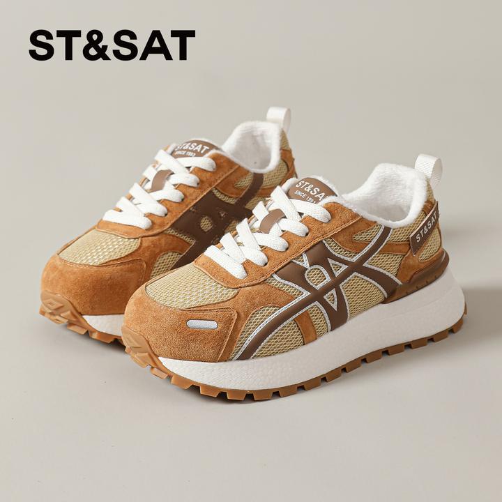 星期六休闲棉鞋女士2025新款冬季加绒老爹鞋轻奢爆款复古软底女鞋