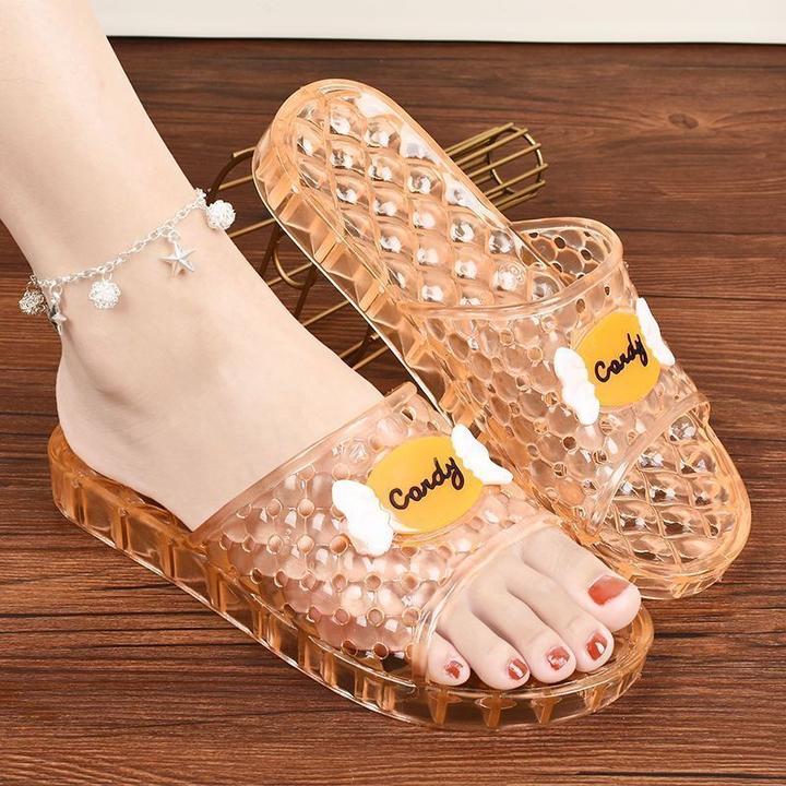 拖鞋洗澡夏季女人室内居家浴室塑料防滑水晶透明大码凉拖鞋不伤脚