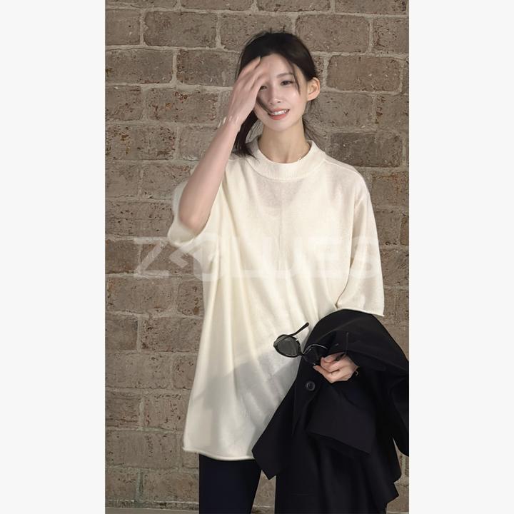 Z.blues【松弛慵懒】 Boxyfit夏季廓系百搭短袖羊毛针织衫YZGZ6003