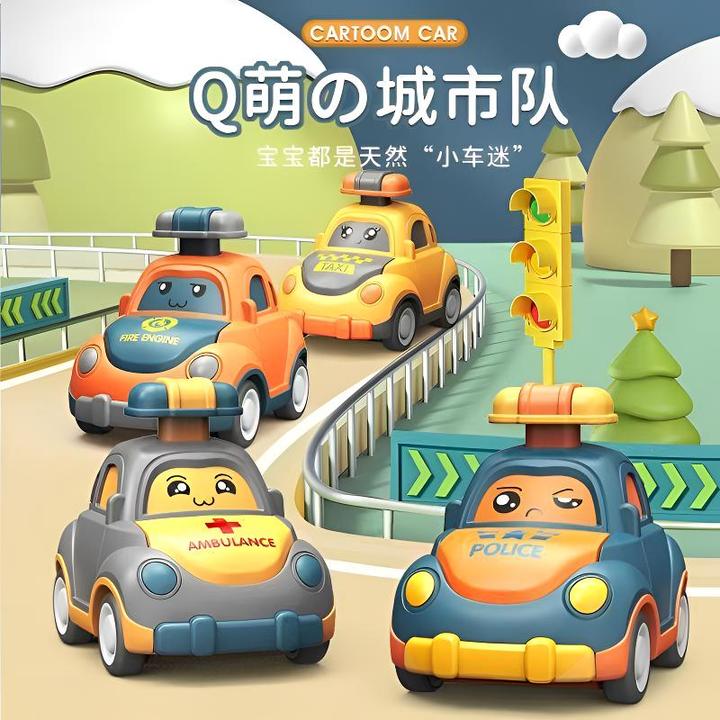 儿童按压火车飞机工程车玩具车宝宝回力卡通惯性益智儿童玩具礼物