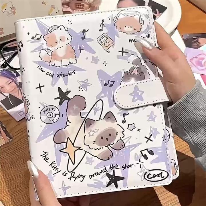 可爱星星小猫卡册皮质软壳防水四宫格拍立得活页高颜值收纳册