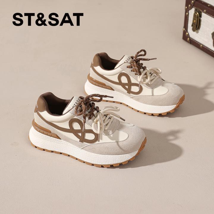 星期六双鞋带女士2025秋季软底阿甘鞋多巴胺日常百搭时尚老爹鞋女