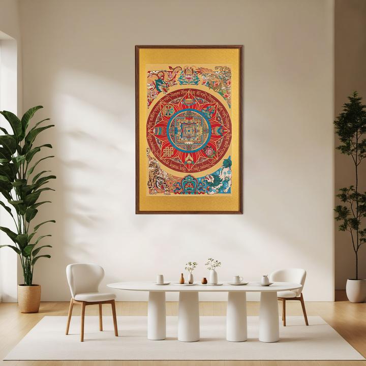 八宝坛城全国包安装刺绣唐卡挂画办公室茶室玄关背景墙装饰画壁画