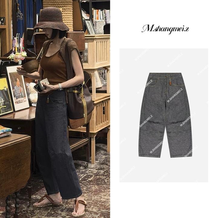 M.SHANGMEI.Z/沐熙【旧时光】美大哥复古做旧宽松休闲牛仔裤X052488