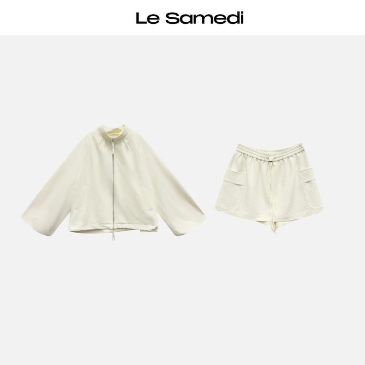 Le Samedi【幻想奶油】琎口速干机能 四面弹花苞运动外套/工装短裤