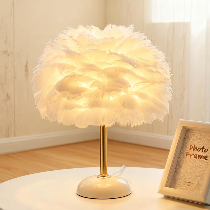 白色羽毛台灯卧室客厅轻奢ins温馨浪漫简约婚房高级感房间床头灯