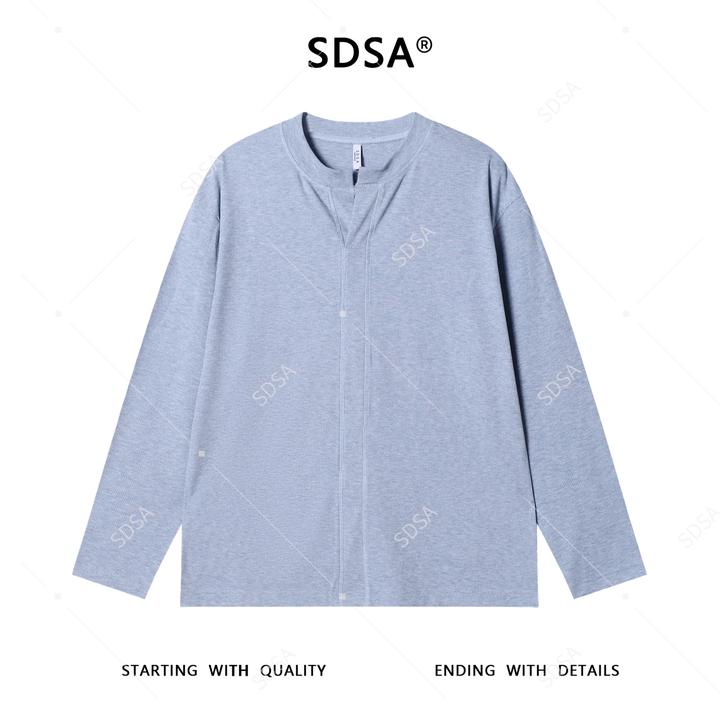 SDSA男士秋冬新款痞帅男装韩版简约小V领长袖T恤百搭时尚休闲上衣