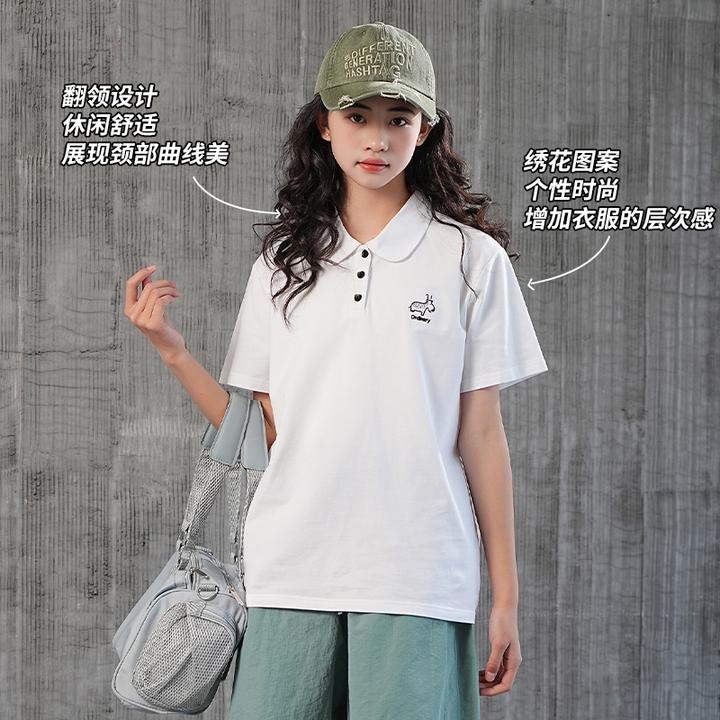 【女童POLO衫上衣】初高中学生短袖t恤夏季2025新款宽松女孩T85122