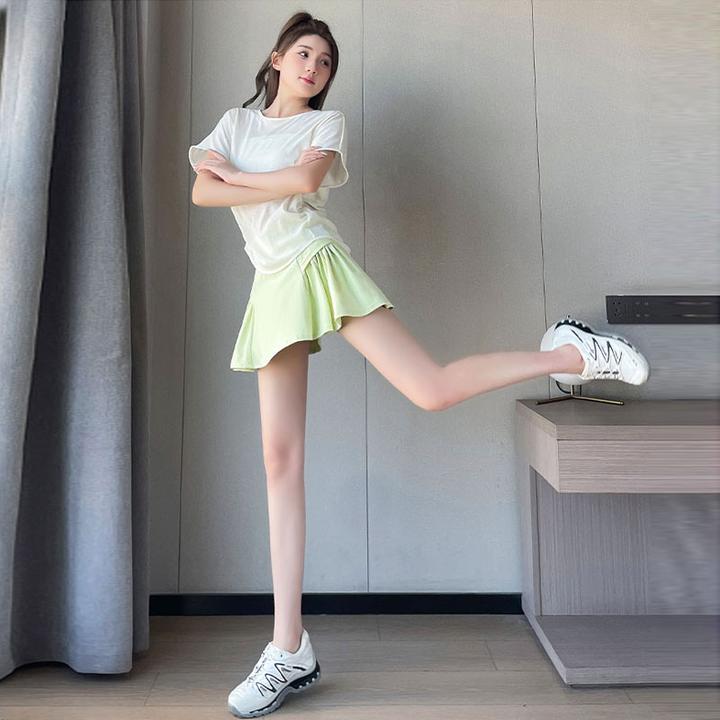 半身裙上衣运动女士套装罩衫网纱羽毛球服短裙速干薄款夏宽松跑步