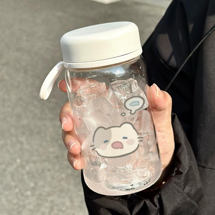 简约ins便携随透明高颜值塑料杯可爱学生女生耐高温情侣运动杯yj