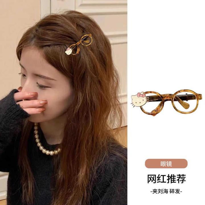 韩国可爱kt猫眼睛发夹前额侧边刘海头发夹子碎发边夹发卡头饰品女