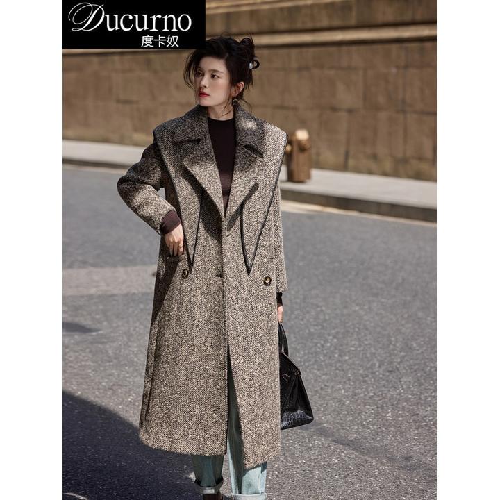 2025秋季新款设计款长款羊毛呢大衣外套小个子休闲通勤毛呢外套女