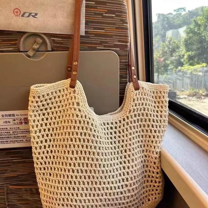 文文&拉链款草编包 夏凹凸嫚休闲显瘦托特包慵懒风单肩包包沙滩包