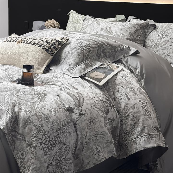 美式轻奢长绒棉四件套母婴级A类高级感复古印花床单被套床上用品