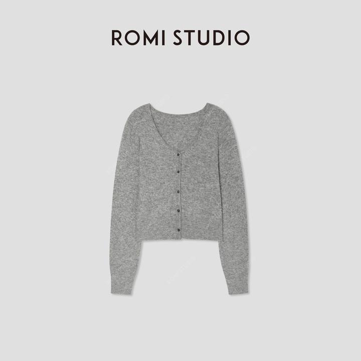 ROMI STUDIO“温柔随性”羊毛混纺长袖V领软糯毛织开衫 RW24ASB1440