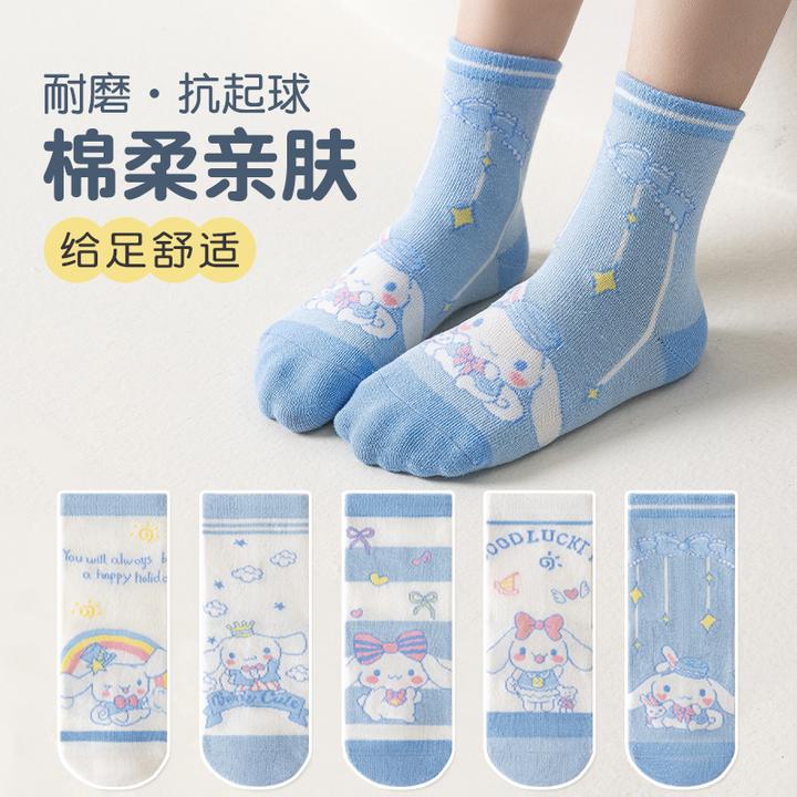 玉桂狗春秋新款卡通玉桂狗男女童袜子可爱大耳狗中筒运动透气童袜