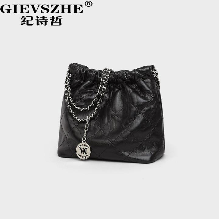 纪诗哲包包女款水桶包链条菱格斜挎包送女友老婆生日情人节礼物