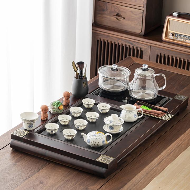 茶具套装家用高档简约办公室整套功夫茶盘全自动泡茶台一体烧水壶