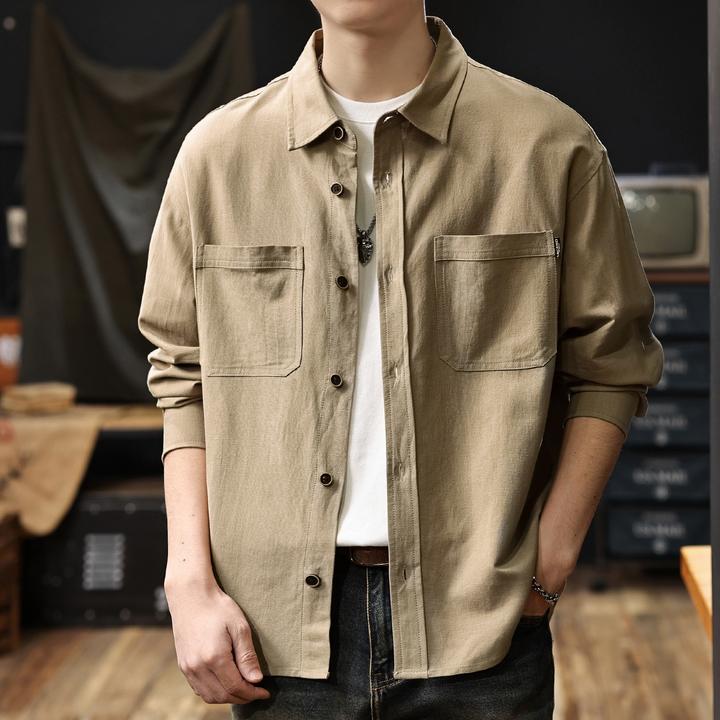 MR.MUDI/穆迪先生新款亚麻透气长袖衬衫男士高级感宽松衬衣春秋款