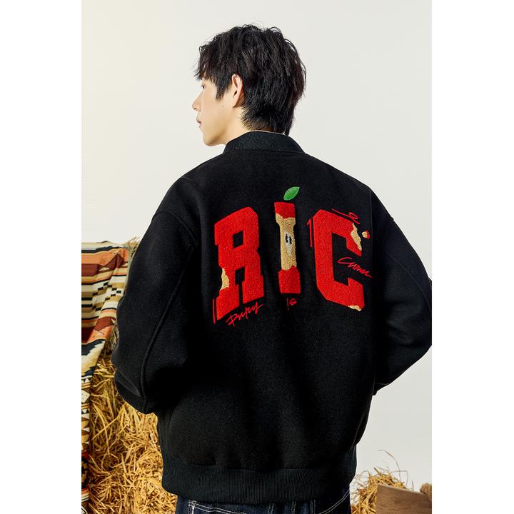 RickyIsClownRIC 咬掉的苹果棒球服夹克宽松甜酷减龄情侣装外套女
