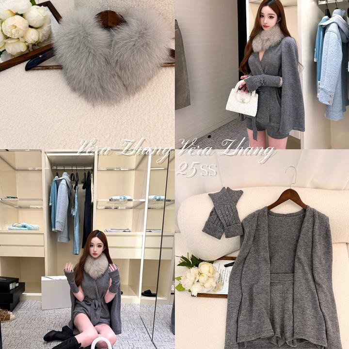 【秀场娇狐】名媛风高级感2026春秋套装气质假两件外套女配显瘦短裤