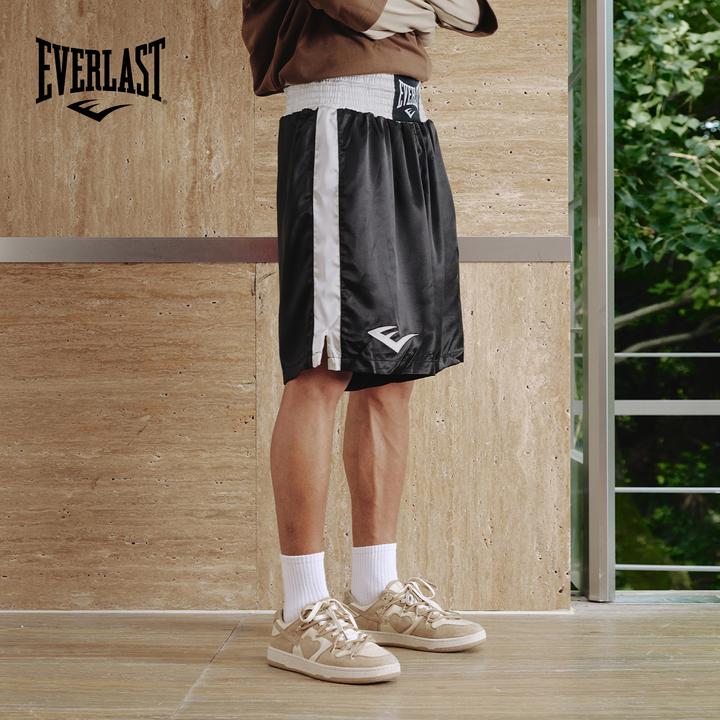 于适同款美国EVERLAST拳击黑白撞色高腰拳击裤跑步运动健身五分裤