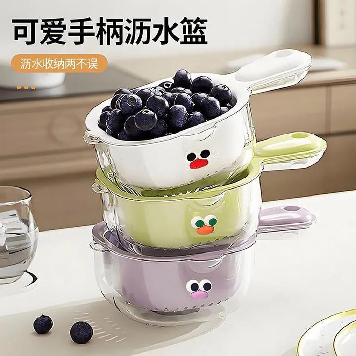 新款手柄加厚沥水双层水果神器蔬菜客厅清洗水果盘水果篮菜篮E398