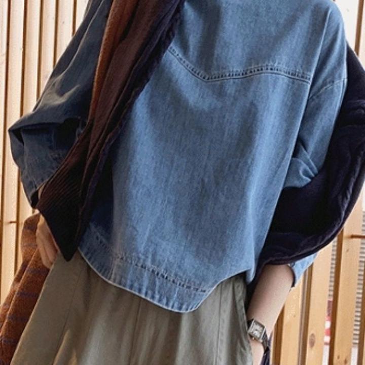 胖MM特加大300斤复古港风九分袖牛仔衬衫女秋冬宽松休闲网红上衣2